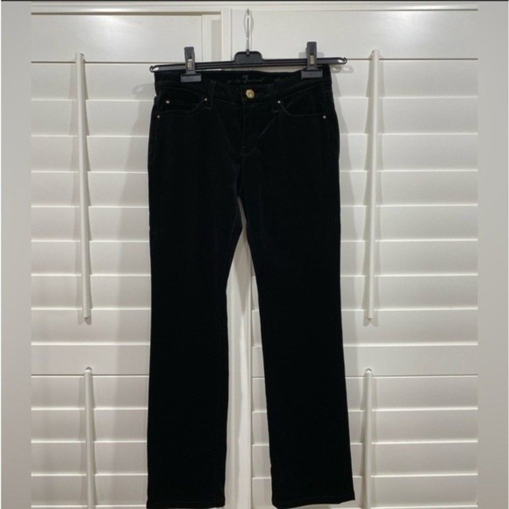 7 For All Mankind Black Velvet Straight Leg Pants Size 26 NWT $148